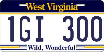 WV license plate 1GI300