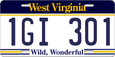 WV license plate 1GI301