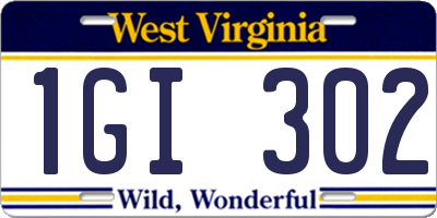 WV license plate 1GI302