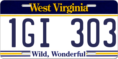 WV license plate 1GI303