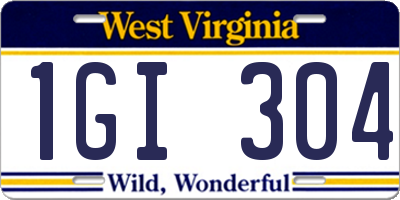 WV license plate 1GI304