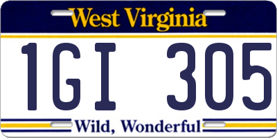 WV license plate 1GI305