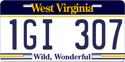 WV license plate 1GI307