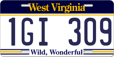WV license plate 1GI309