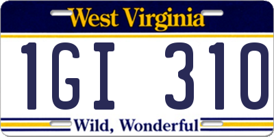 WV license plate 1GI310