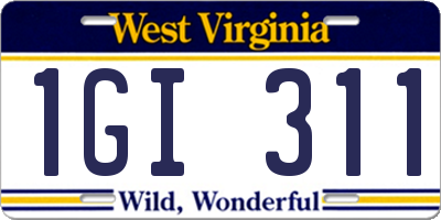 WV license plate 1GI311