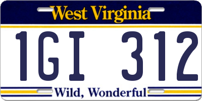 WV license plate 1GI312
