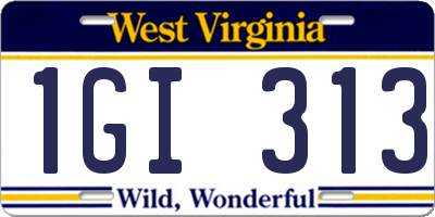 WV license plate 1GI313