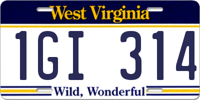 WV license plate 1GI314