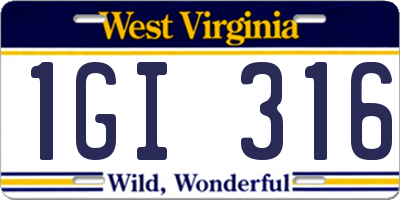 WV license plate 1GI316