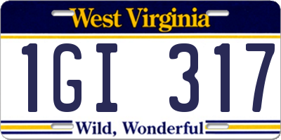 WV license plate 1GI317