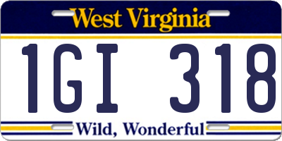 WV license plate 1GI318