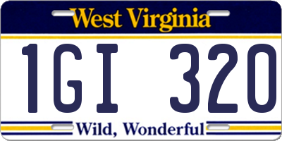 WV license plate 1GI320