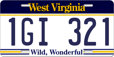 WV license plate 1GI321