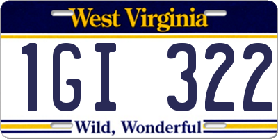 WV license plate 1GI322