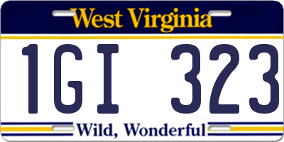 WV license plate 1GI323
