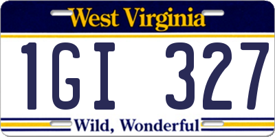 WV license plate 1GI327