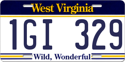 WV license plate 1GI329