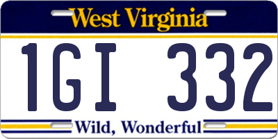 WV license plate 1GI332