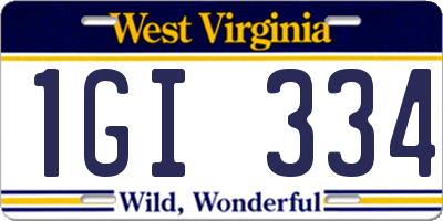 WV license plate 1GI334