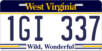 WV license plate 1GI337