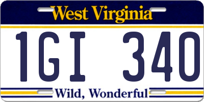 WV license plate 1GI340