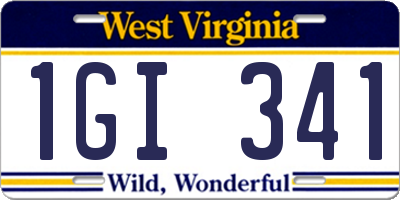 WV license plate 1GI341