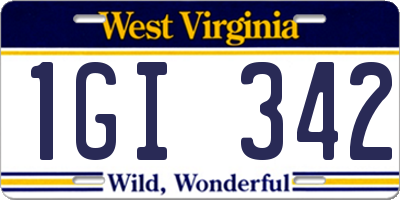 WV license plate 1GI342