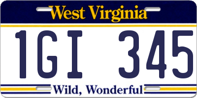 WV license plate 1GI345