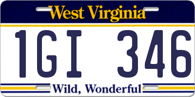WV license plate 1GI346