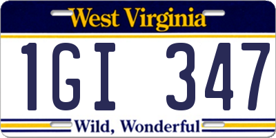 WV license plate 1GI347