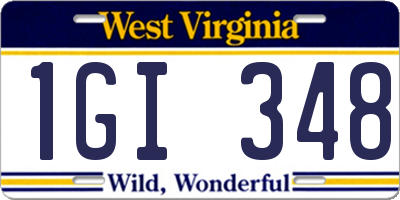 WV license plate 1GI348