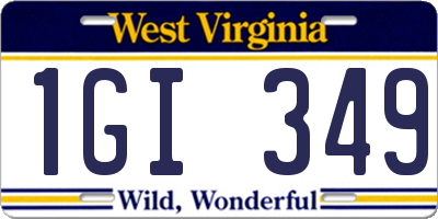 WV license plate 1GI349