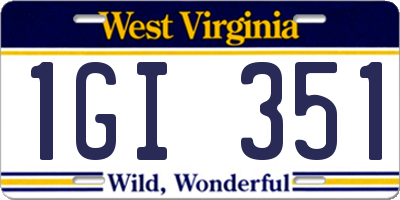 WV license plate 1GI351