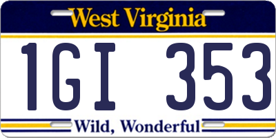 WV license plate 1GI353