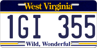 WV license plate 1GI355
