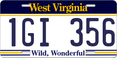 WV license plate 1GI356