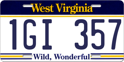 WV license plate 1GI357