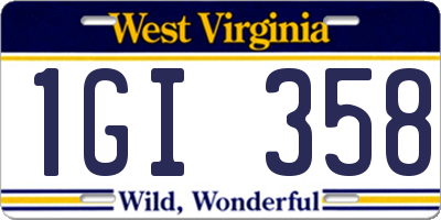 WV license plate 1GI358