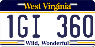 WV license plate 1GI360
