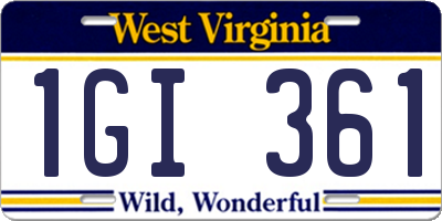 WV license plate 1GI361