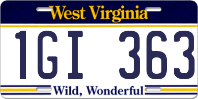 WV license plate 1GI363