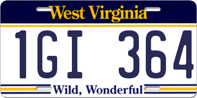 WV license plate 1GI364