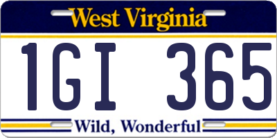 WV license plate 1GI365