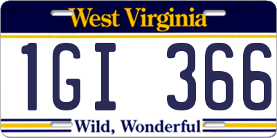 WV license plate 1GI366