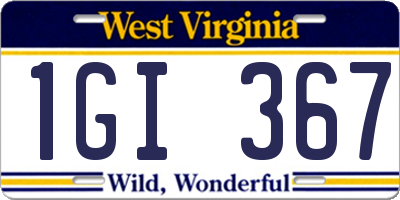 WV license plate 1GI367