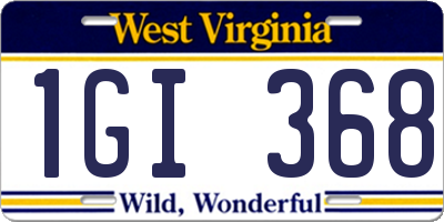 WV license plate 1GI368