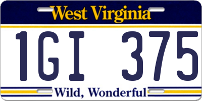 WV license plate 1GI375