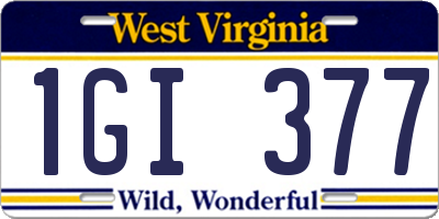 WV license plate 1GI377