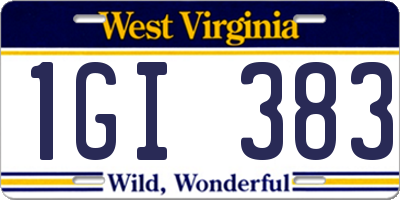WV license plate 1GI383